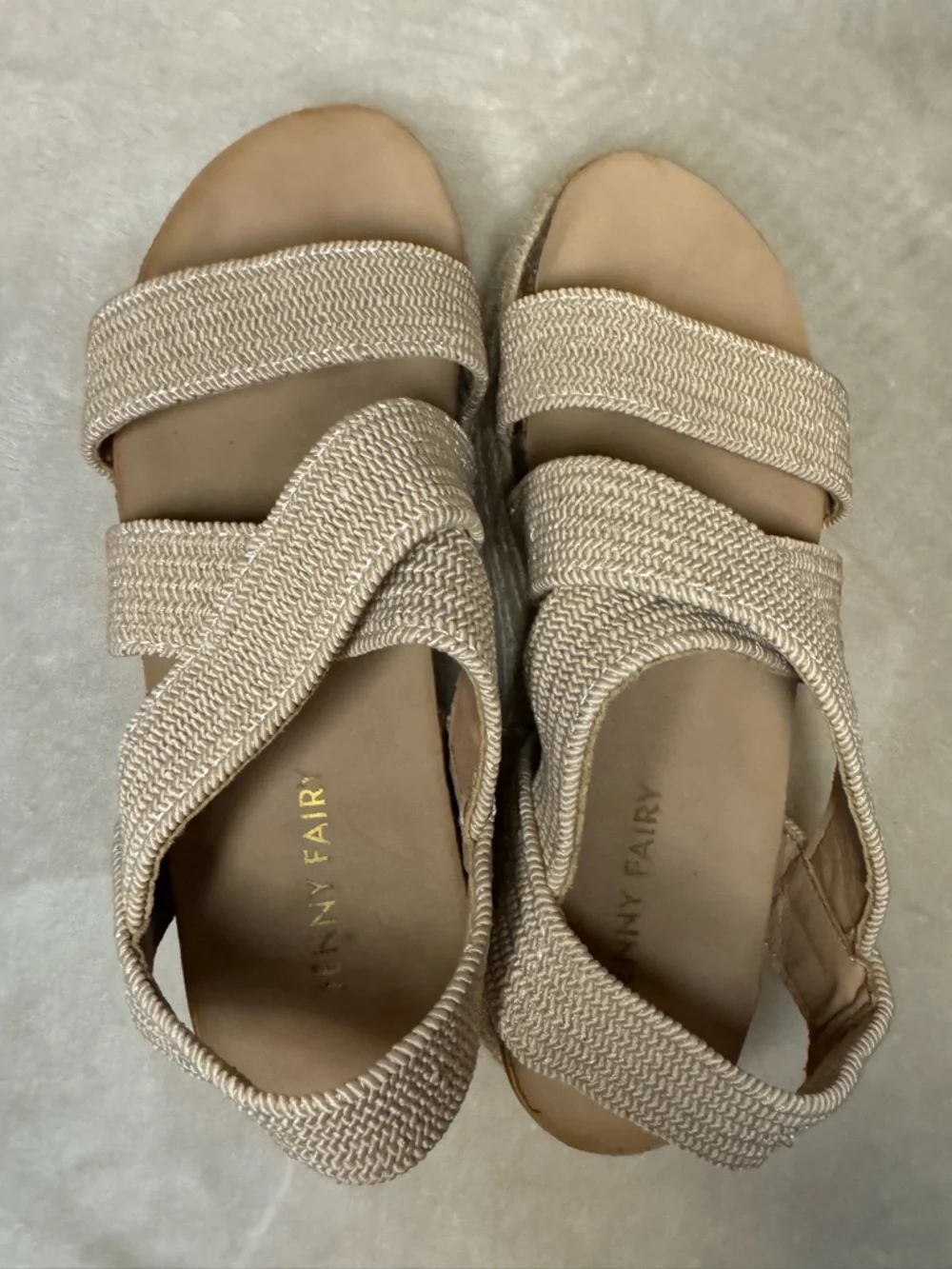 Jenny Fairy Platform Espadrille Sandals Beige Strappy Size 6 - Picture 4 of 7